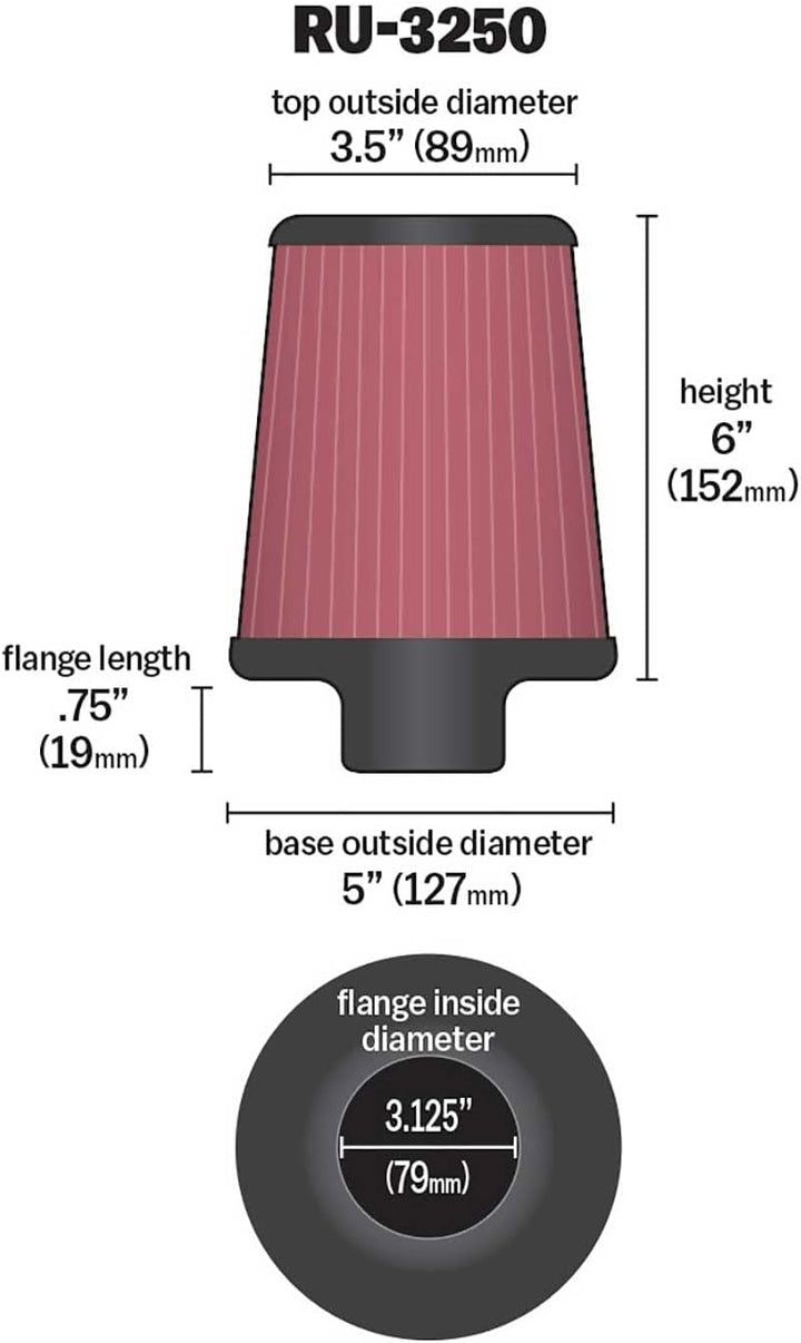 K&N Universeller Klemm-Lufteinlassfilter: Hochleistung, Premium, waschbar, Ersatzfilter: Flanschdurc