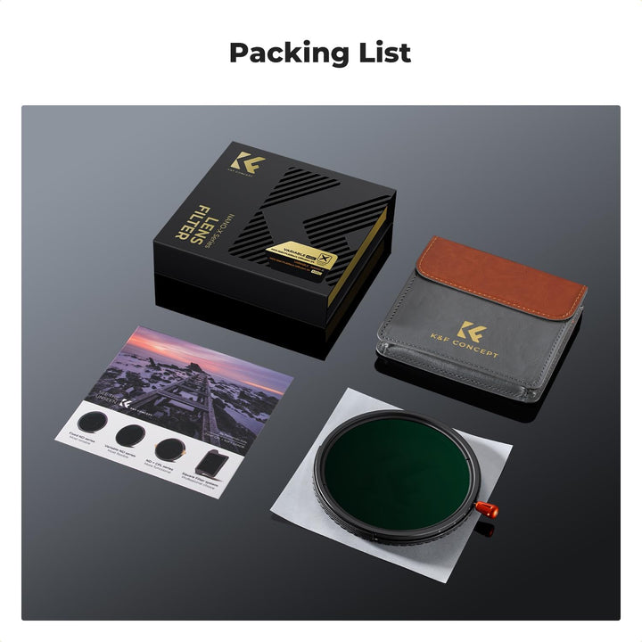 K&F CONCEPT Variabler ND2-32 (1-5 Blendenstufen)&Polfilter(CPL Filter)& Black Mist 1/4 Filter 95mm,