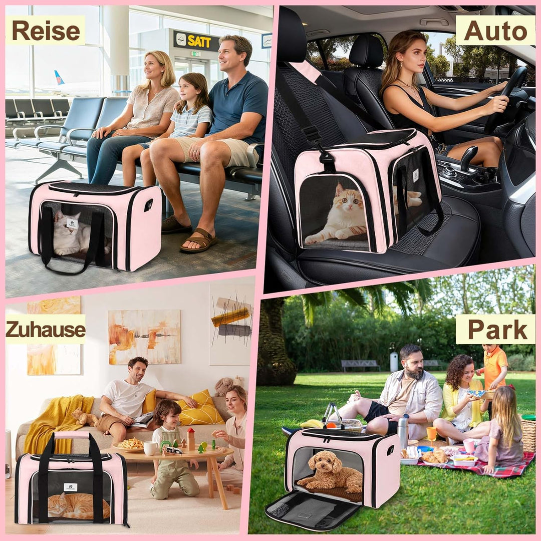 Katzentransporttasche für Katzen und kleine Hunde – Faltbar &amp; gut belüftete Hundebox. Katzentasche m