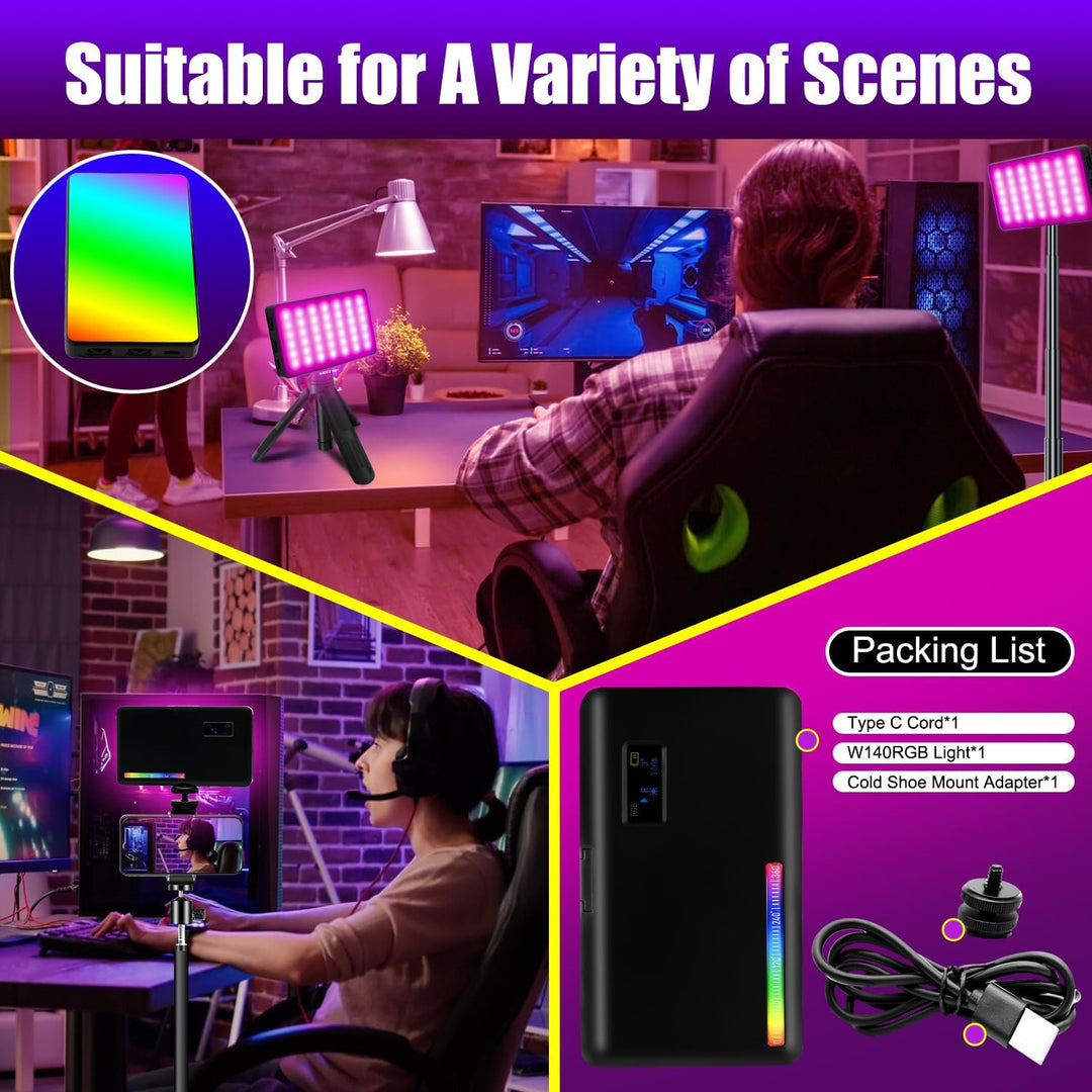 WEWOGA W140 RGB Video Lighting LED Camera Licht Foto Video Light Kamera Leuchte Dimmbar 2500-9000K B