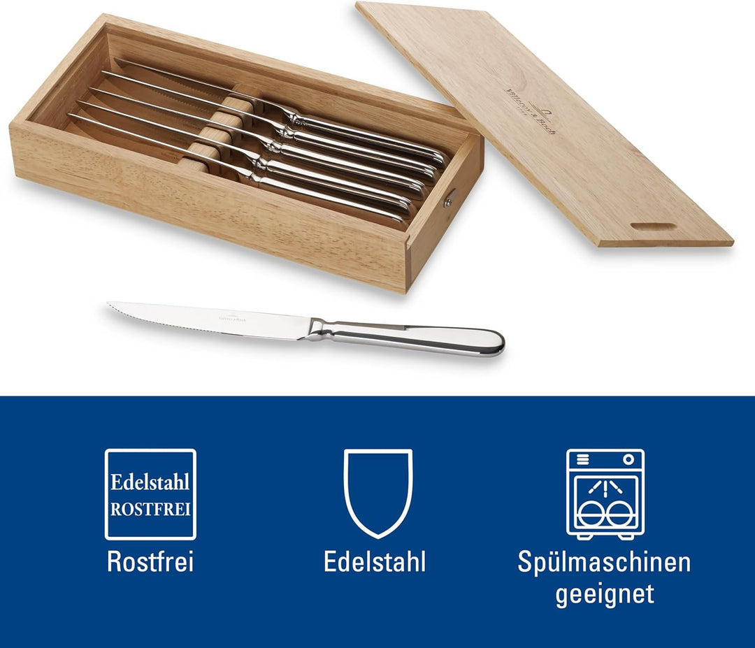 Villeroy und Boch Oscar Pizza- und Steakmesser-Set, 6-teilig, Edelstahl