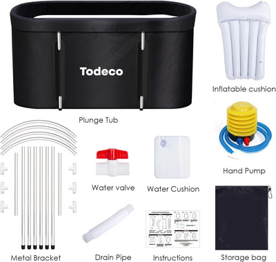 Todeco Faltbare Badewanne, Erwachsene Tragbarer Badewanne mit Metallrahmen 120x55x50cm, grosse Famil