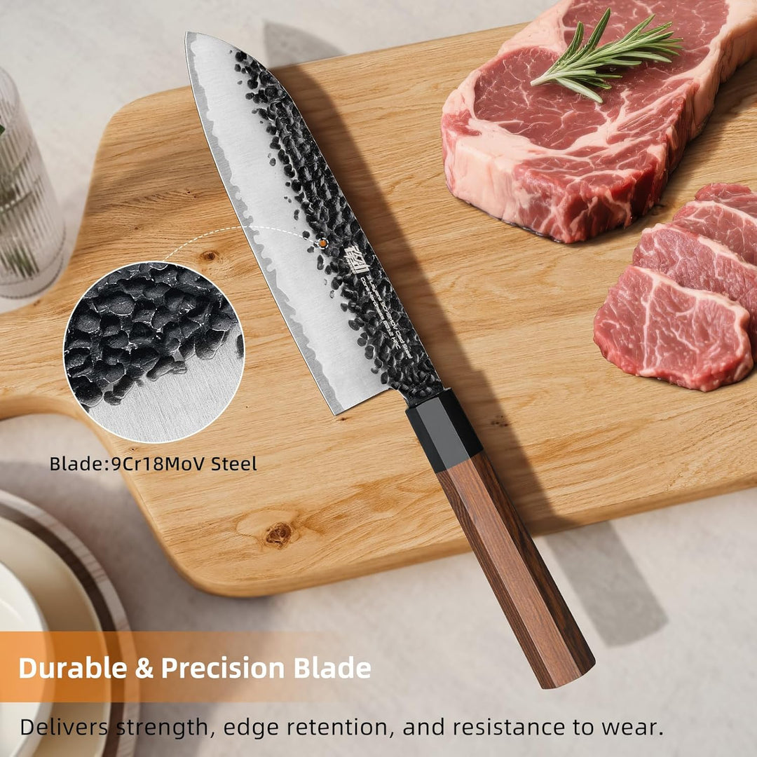 FINDKING Dynasty Serie Japanisches Santoku-Messer, Professionelles Küchenmesser, Klinge aus 9Cr18MoV