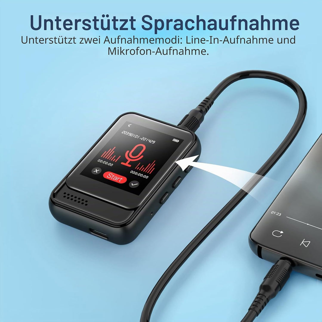 QNGEE Bluetooth-MP3-Player, tragbarer Musik-Player mit 16 GB internem Speicher, unterstützt FM-Radio