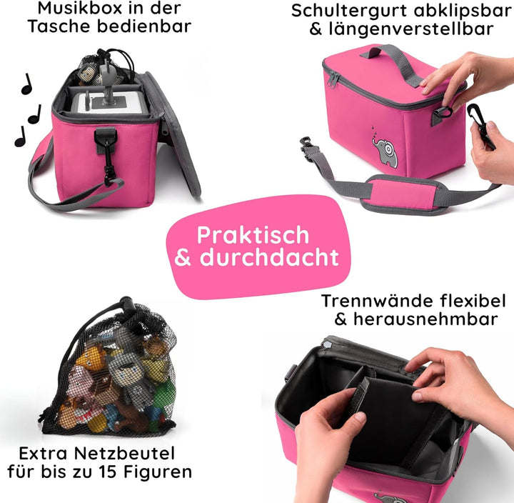 fantifant Musikbox Tasche für Toniebox und Tigerbox [ + Netzbeutel ] FLEXIBLE TRANSPORTTASCHE FÜR TI