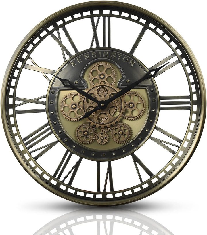 Samilito Wanduhr mit echtem Bewegungsgetriebe Zahnrädern römische oder arabische Ziffern (Römische Z