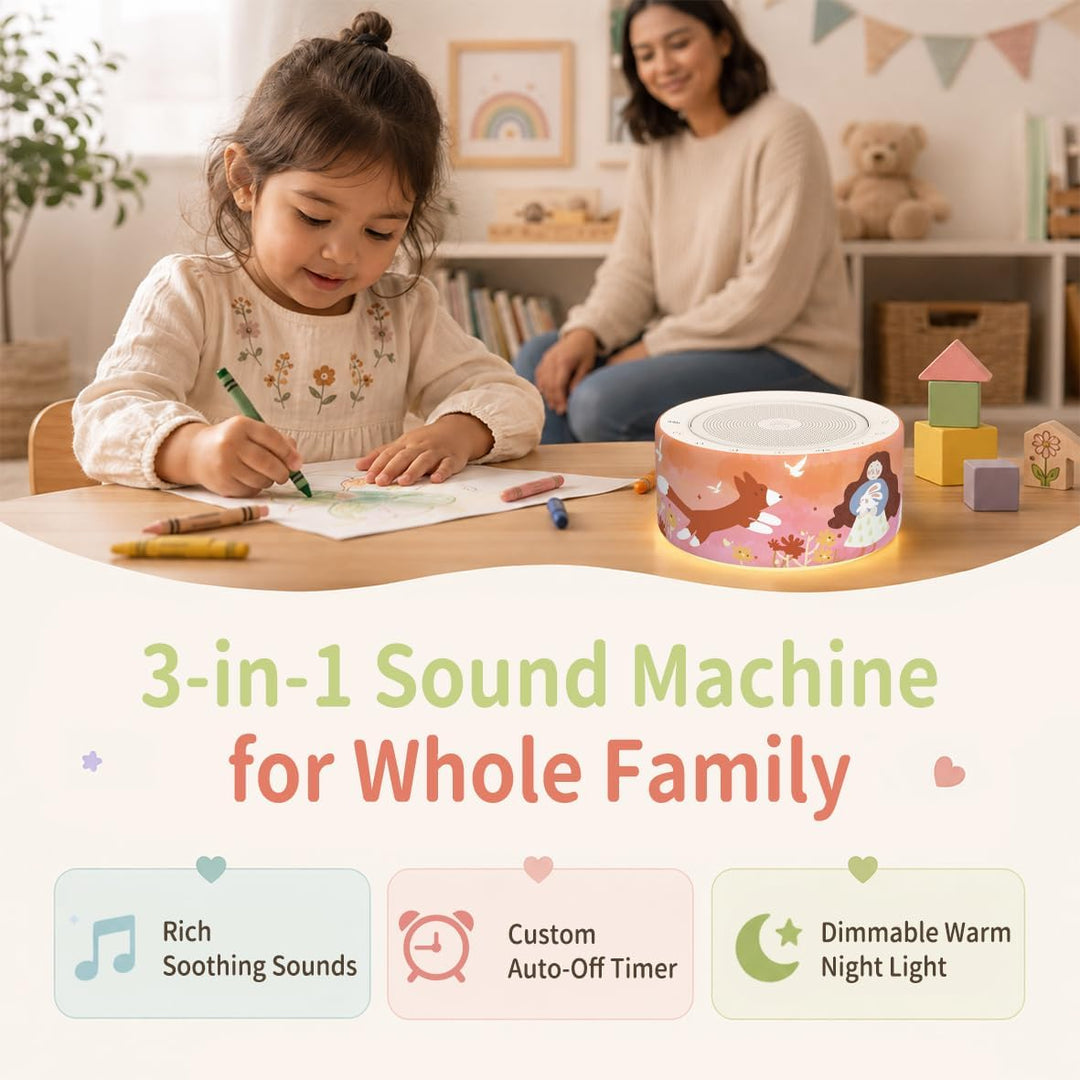 KIPCUSH Weisses Rauschgerät mit 30 High-Fidelity-Soundtracks, Sound-Maschine für Babys, Erwachsene,