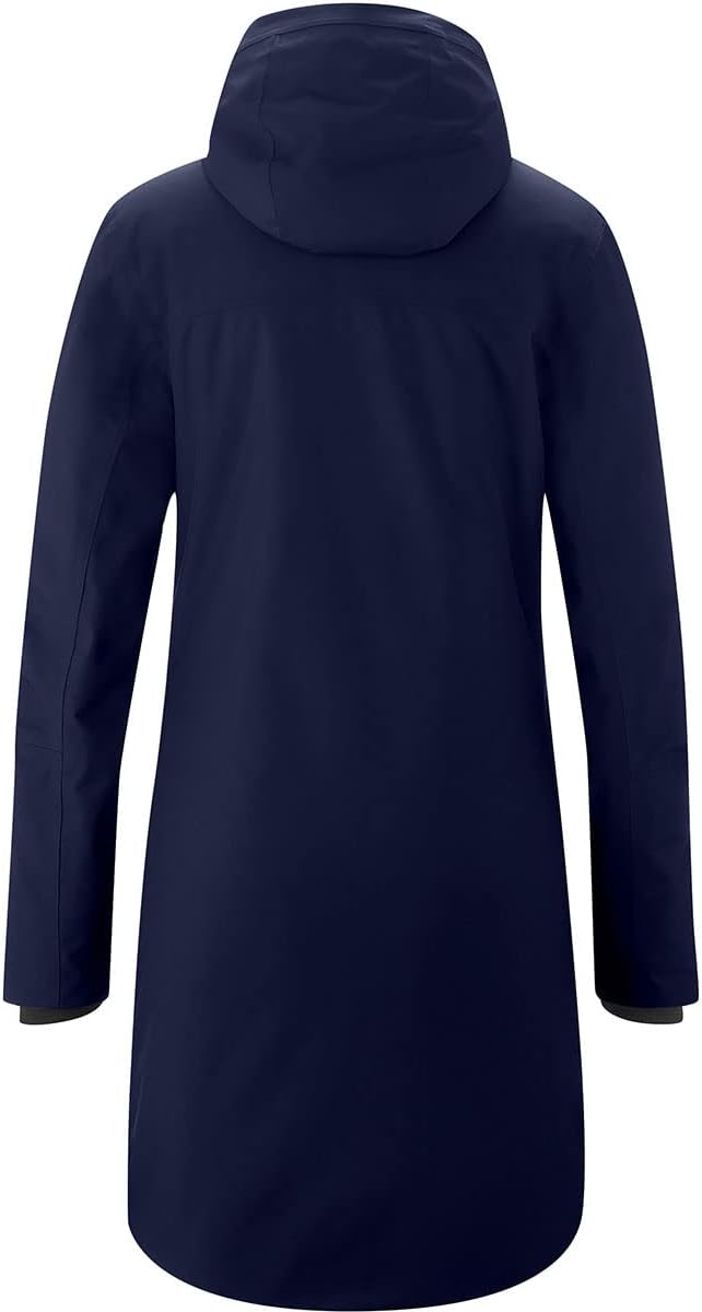 Maier Sports Damen Hannali Mantel, atmungsaktiver Wintermantel mit Kapuze, Outdoor-Jacke 44 Schwarz,