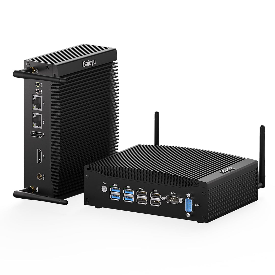 Baieyu Industrial Lüfterloser Mini Computer Core i5-7300U PC Lüfterlos Vorinstalliertes Windows 10 P