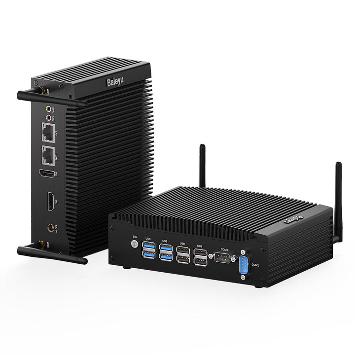 Baieyu Industrial Lüfterloser Mini Computer Core i5-7300U PC Lüfterlos Vorinstalliertes Windows 10 P