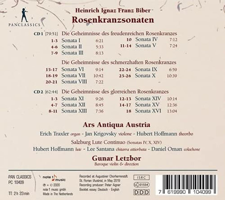 Biber: Rosenkranzsonaten, Audio-CD
