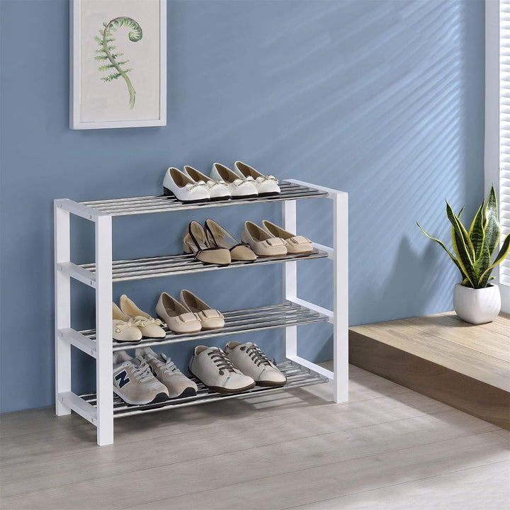 IDIMEX Schuhregal ARINA Schuhablage Schuhständer Schuhschrank Schuhbank 4 Böden in weiss 4 Weiss, 4