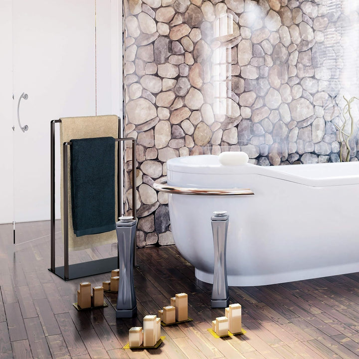 Relaxdays Handtuchständer, Bronze-schwarz freistehend, 2 Stangen, modern, Metall, Handtuchhalter, Hx