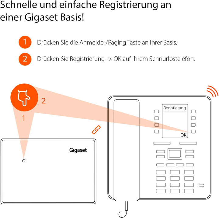 Gigaset T480HX - Tischtelefon zum schnurlosen Anschluss an DECT-Basis oder Router - grosses Farbdisp