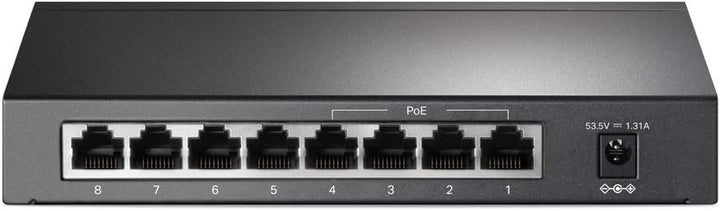 TP-Link PoE Switch 8-Port 100 Mbps, 4 PoE ports up to 15.4 W for each PoE port and 57 W for all PoE