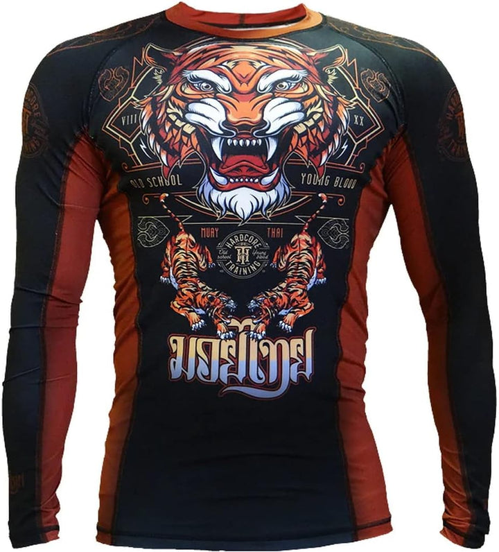 Hardcore Training Rash Guard Men's Kompressionshemd Herren Lange Ärmel Grappling Jiu Jitsu MMA Fitne