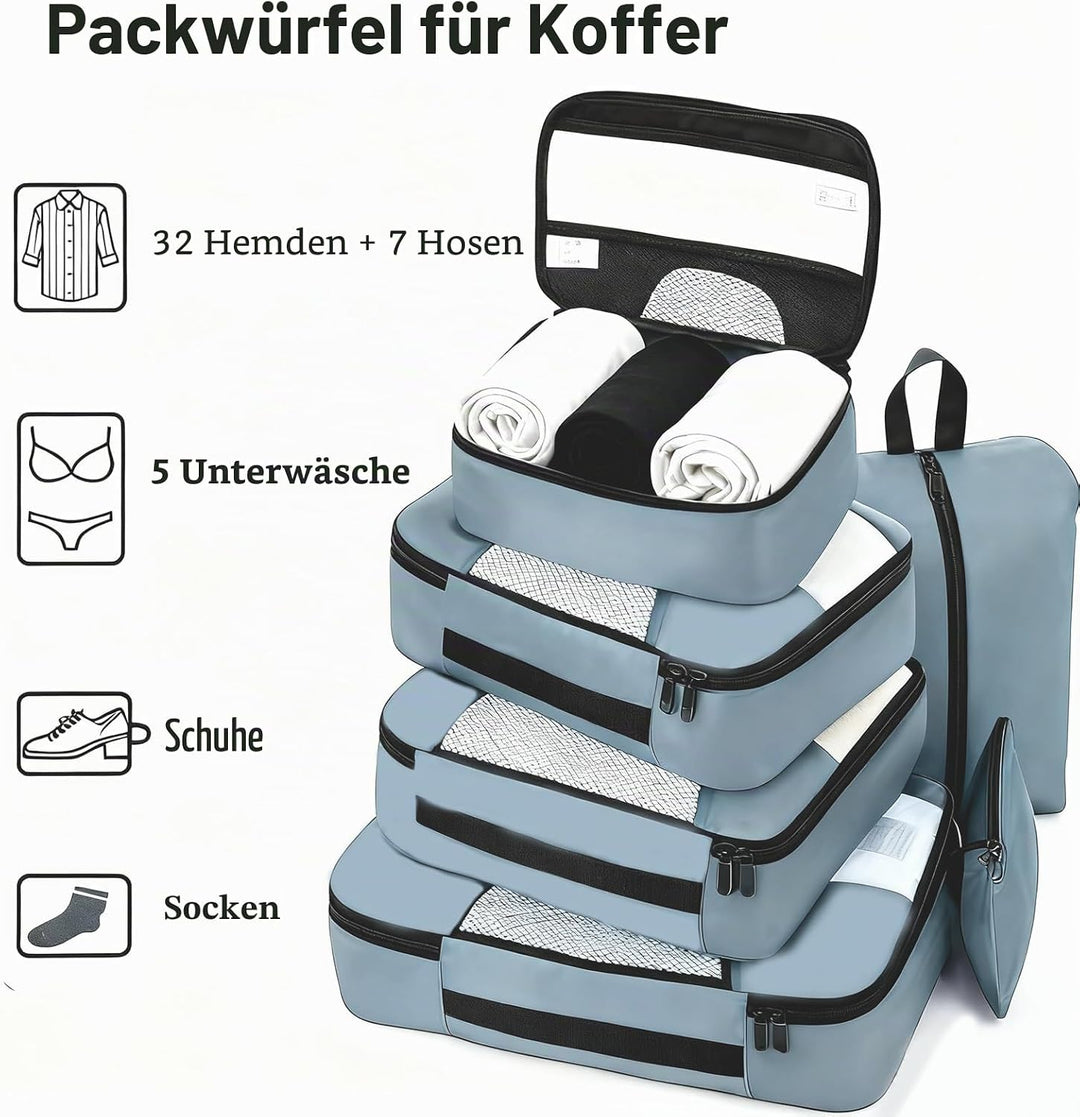 packing cube 8Pcs Blue-grey, 8Pcs Blue-grey