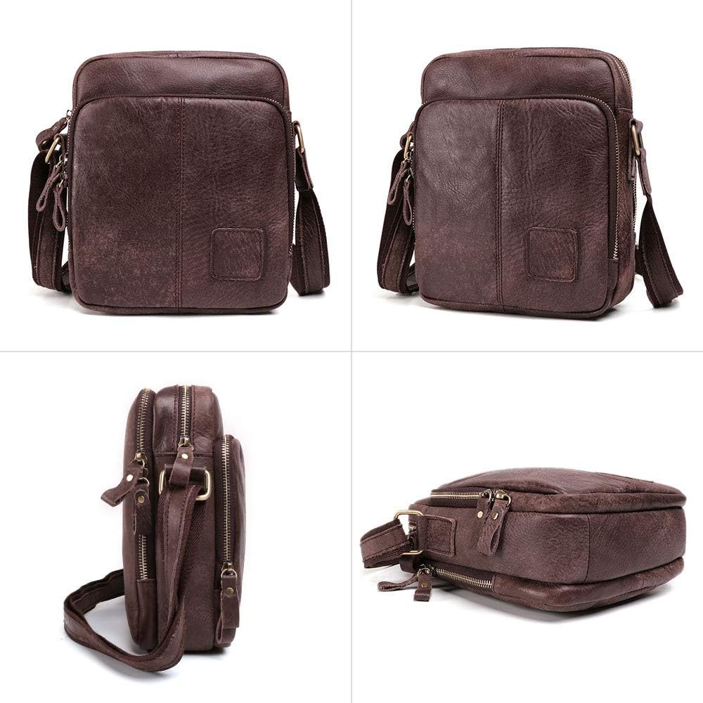 BAIGIO Umhängetasche Herren Leder Schultertasche Vintage Herrentasche Messenger Bag mit Schultergurt