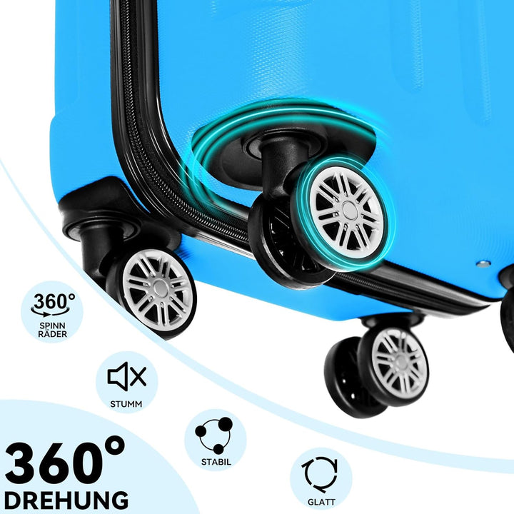 BEIBYE Hartschalen-Koffer Trolley Rollkoffer Reisekoffer Handgepäck 4 Rollen (M-L-XL-Set) (Turquoise