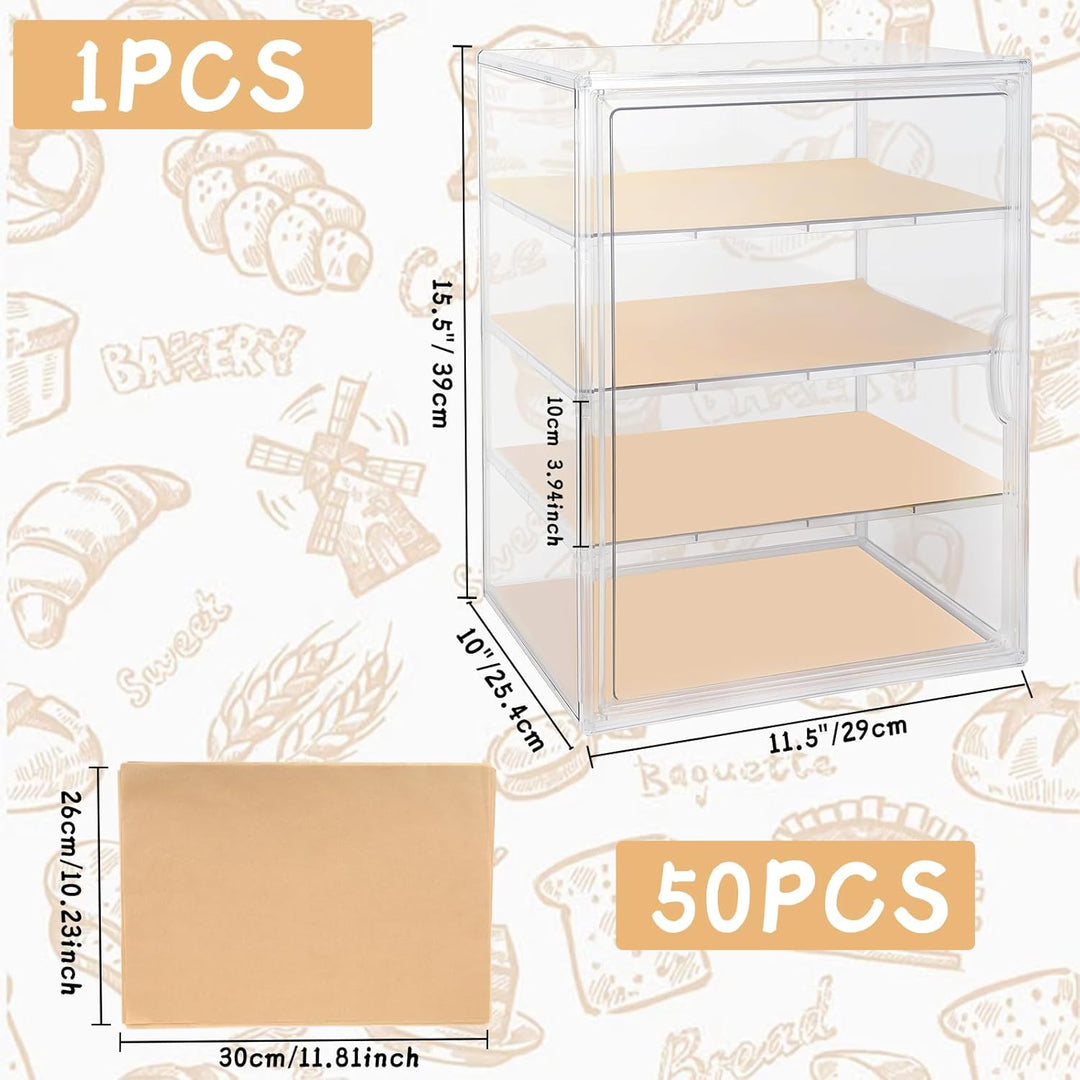 Plastik Brotkasten Durchsichtig Brotaufbewahrung mit 50pcs Backpapier Etiketten 3 Schichten Verstell