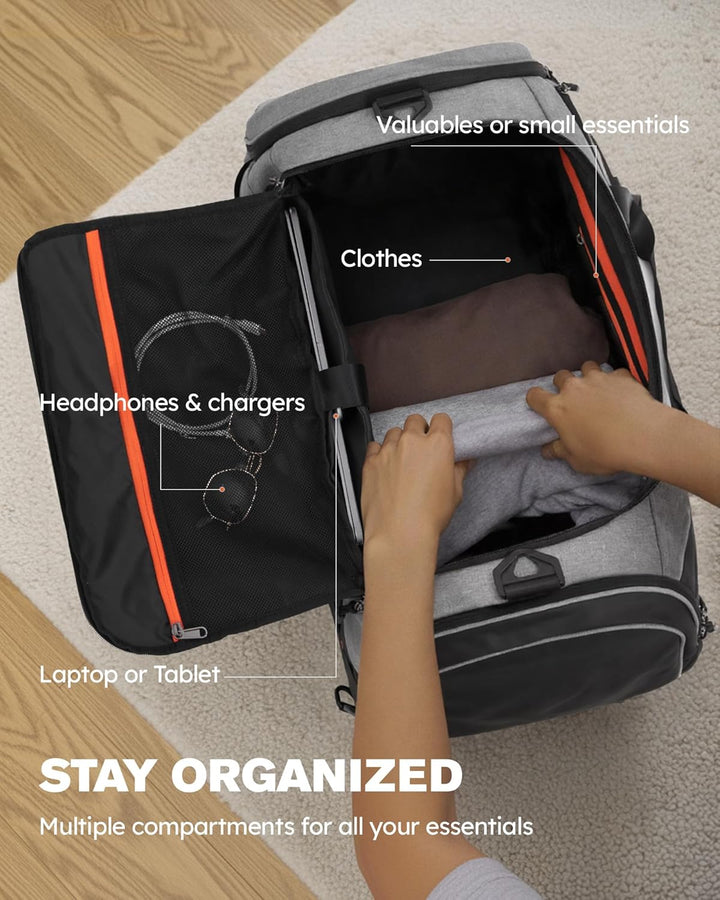 Tolaccea SporttascheGross Herren und Damen60L – Schuhfach&Nassfach, Rucksack‑Duffel Trainingstasche