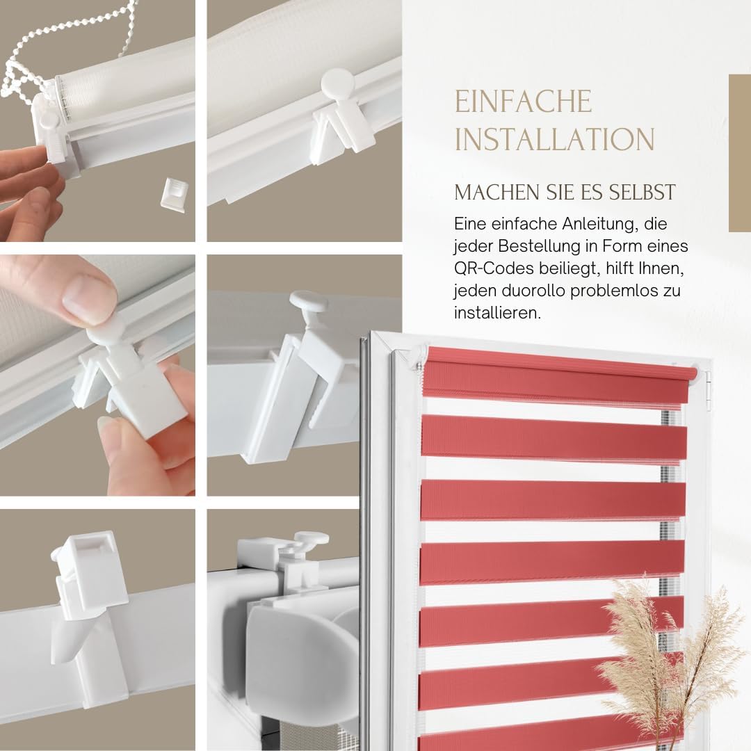 Home-Vision® DuoRollo Klemmfix, Doppelrollo ohne Bohren mit Klämmträgern, Rollos für Fenster und Tür