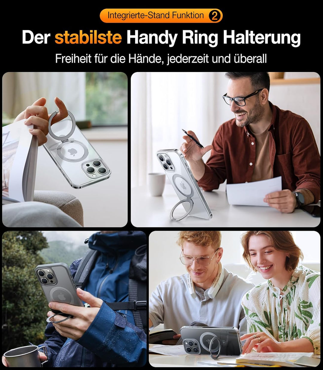 TORRAS Ostand All-in-One für iPhone 15 Pro Hülle für MagSafe (Nr.1 Magnetkraft, Nie Vergilbung, Unsi