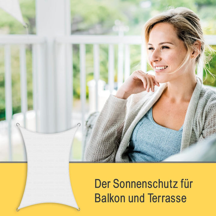 Sol Royal Sonnensegel rechteckig 3x4m Wasserdurchlässig HDPE Atmungsaktiver Balkon Terrasse Segeltuc