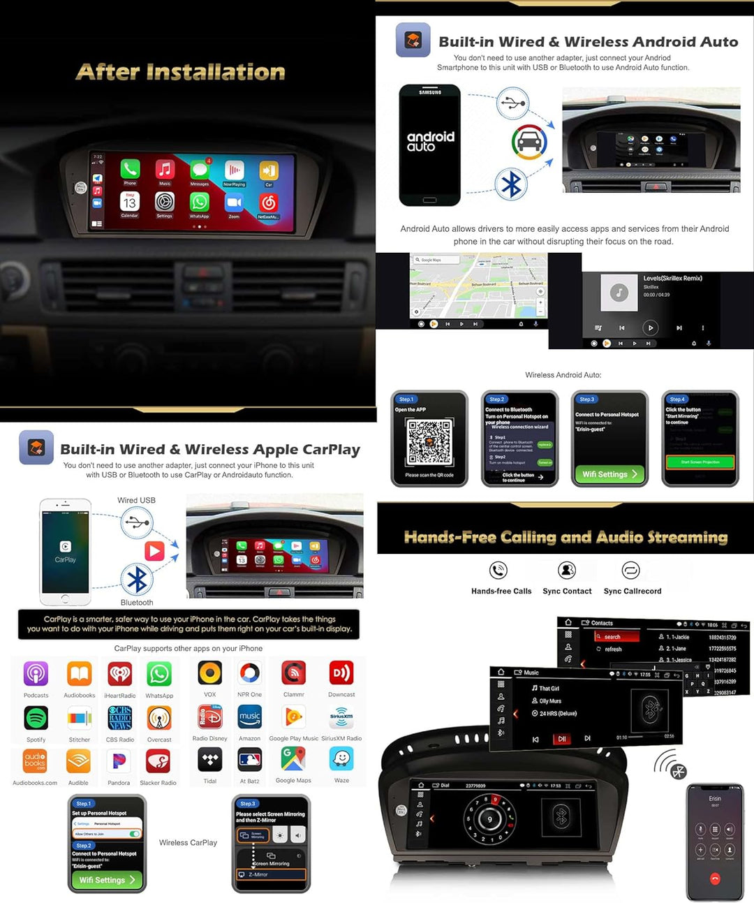 Erisin 8-Kern 4GB RAM+64GB ROM 8.8 Zoll CarPlay Android 12.0 GPS Autoradio Navi für BMW 3er E90 E91