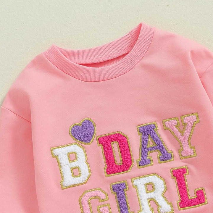 Baby Mädchen Geburtstag Outfit Prinzessein Spitzen Rock Set Langarm Buchstaben Stickerei Sweatshirt+