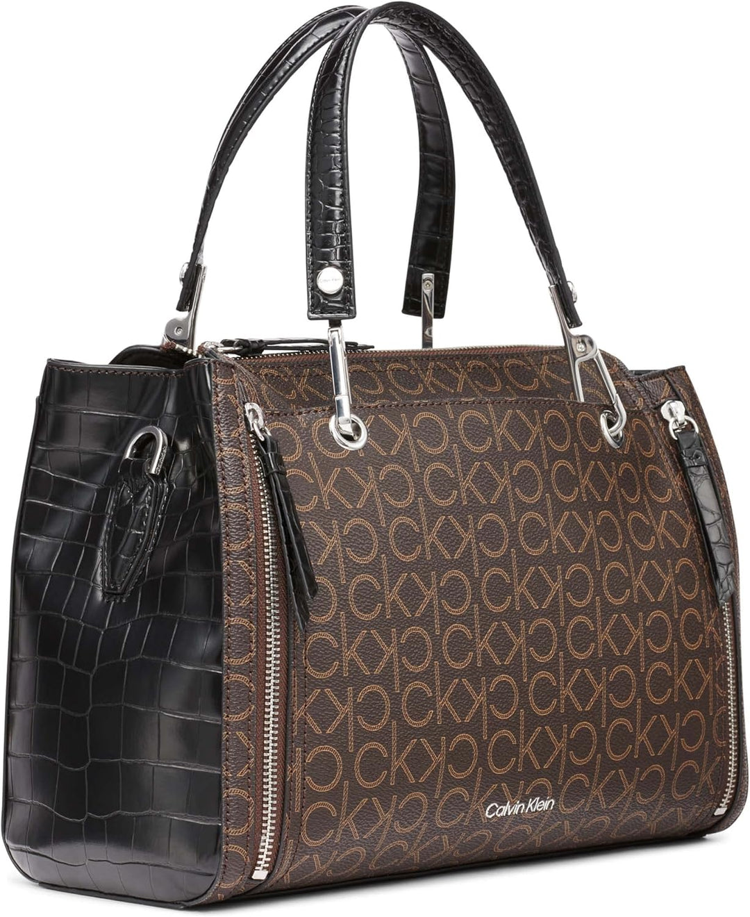 Calvin Klein Damen Reyna Crossbody Braun/Khaki/Schwarzes Logo, Braun, Khaki, Schwarz
