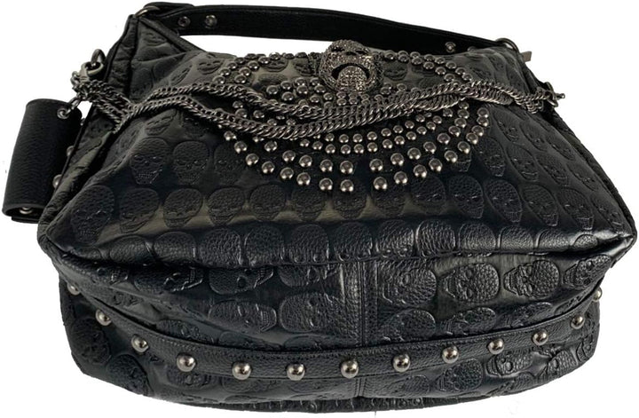 FiveloveTwo Damenhandtaschen Schädelkette Umhängetaschen Grosse Kapazität Gotische Henkeltaschen Nie