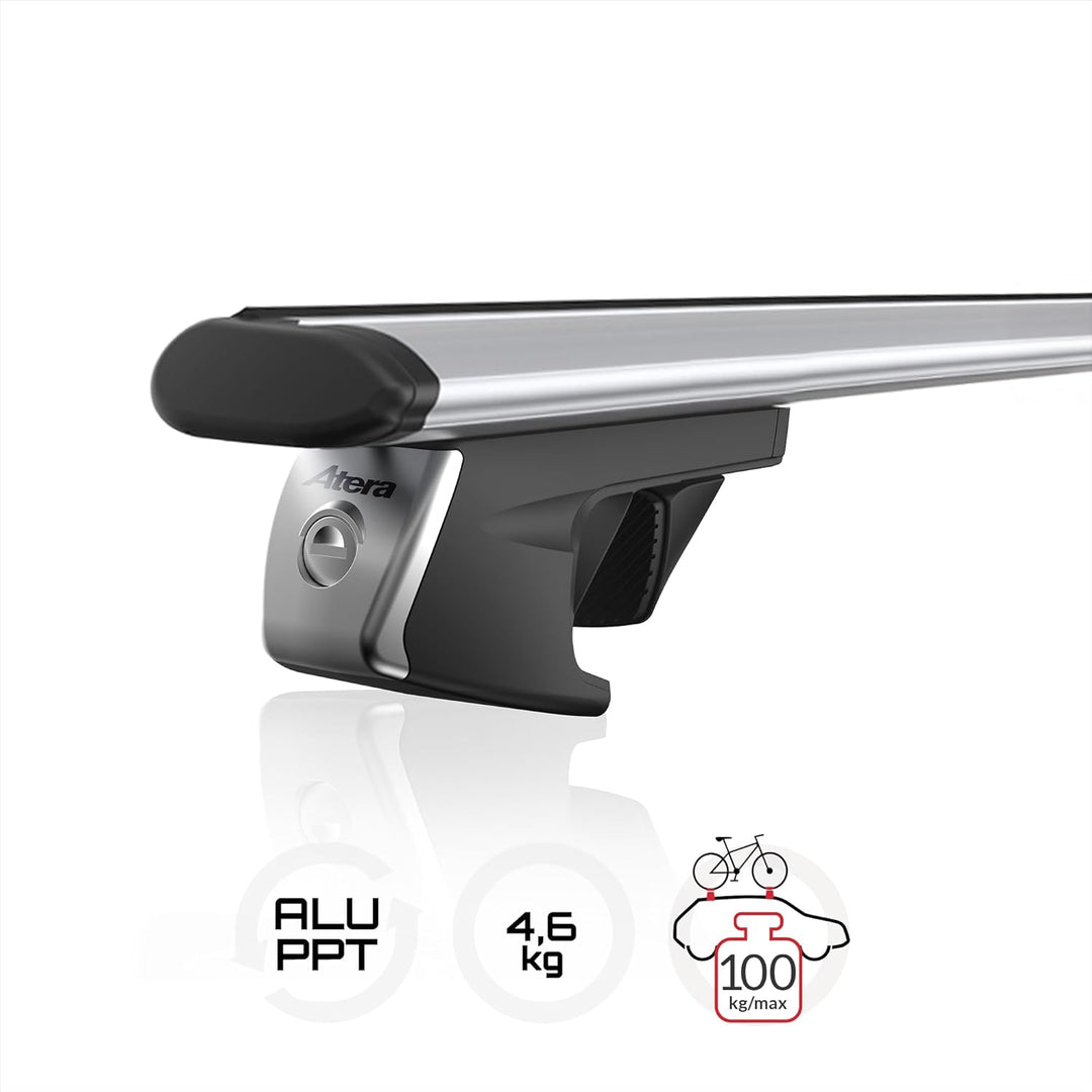 Atera 048 237 Signo RT Aluminium Grundträger mit Dachreling für Fahrzeuge, Silber, 137mm