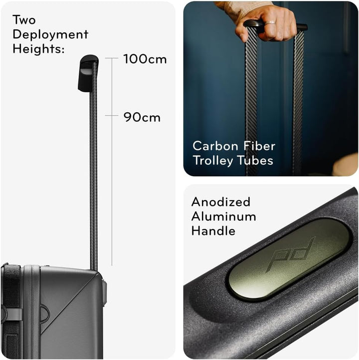 Peak Design Roller Pro – Kleiner erweiterbarer Koffer mit Rädern, Kohlefasergriff, Hubbrückenöffnung