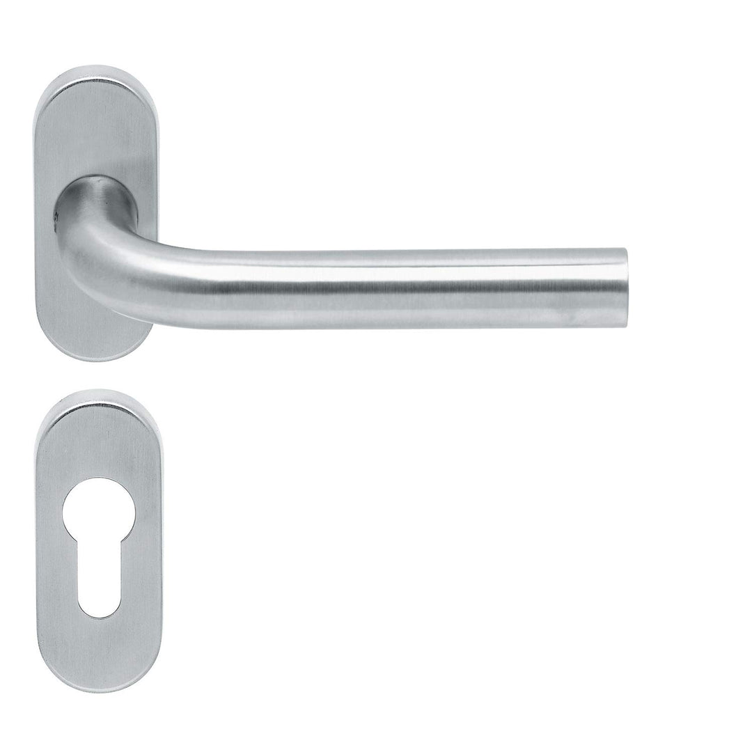 49.420.01 Aperit Türdrucker Silber L-Modell: für Rahmentüren auf Ovalrosette L-Form mit PZ, Silber