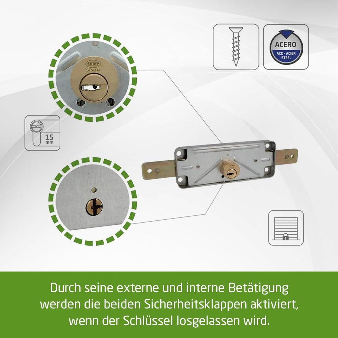 Amig - Rollladenschloss aus Metall Mod. 645, Zylinder: 15 mm. Inklusive 3 Sicherheitsschlüssel in ve