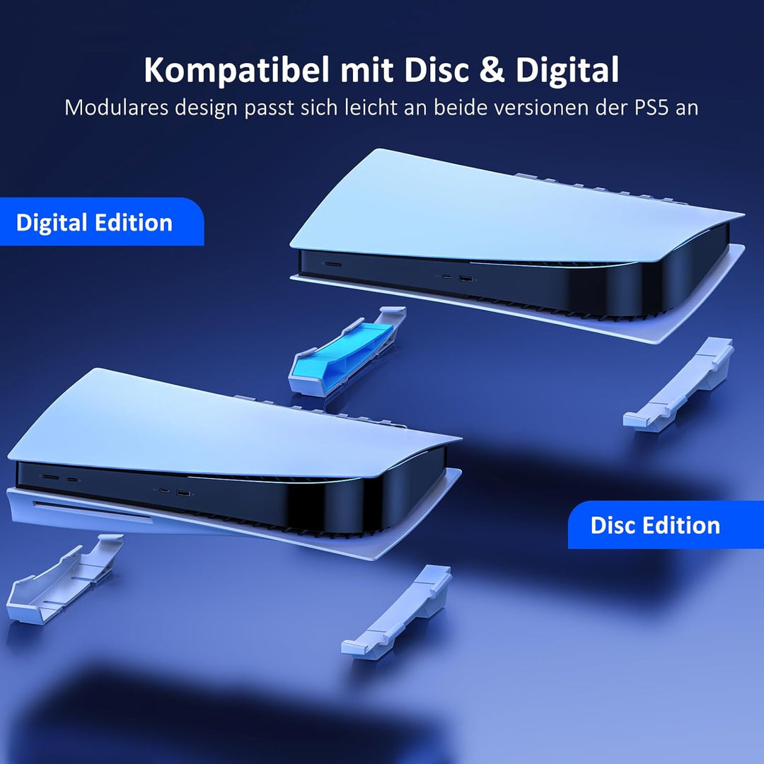 NexiGo PS5 Horizontal Stand mit leisem verbessertem Kühlventilator mit Einstellbarer Geschwindigkeit