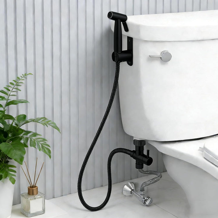 Bidet Handbrause Set für Bidet-Toilette – Edelstahl Robuste WC Brause Set mit Halterung T-Adapter &