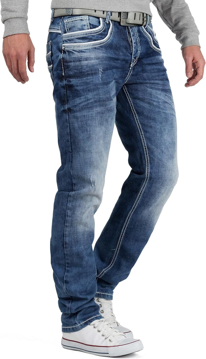 Cipo & Baxx Herren Jeans Regular Fit & Slim Fit – Stylische Denim für Männer mit Used Look, Reissver
