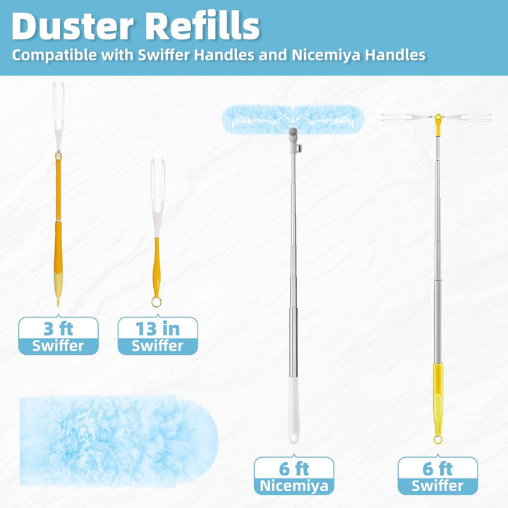 180cm Ausziehbarer Griff mit 20 Tücher für Swiffer Staubmagnet Nachfüllpack Set, 360° Einweg Magnet