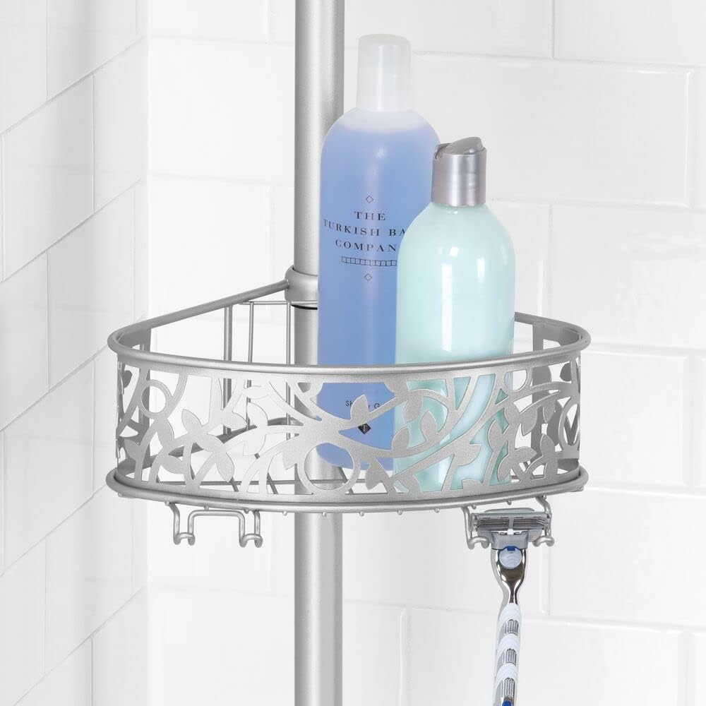 mDesign Shower Caddy für die Ecke aus Metall – ausziehbares Duschregal ohne Bohren fürs Bad – stilvo