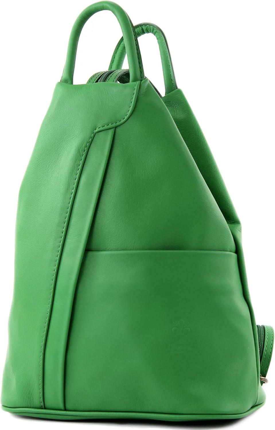 modamoda de T180 Damen Leder Rucksack Handtasche 2-in-1, handmade in Italy Blattgrün Nappaleder, Bla