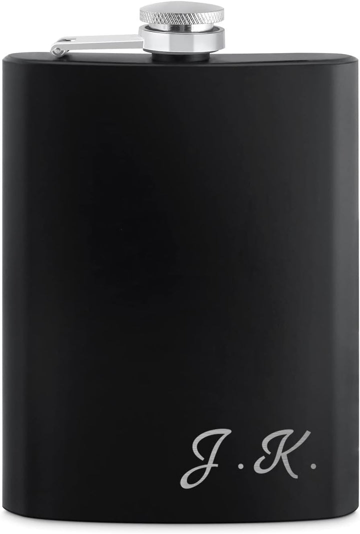 Maverton Flachmann Set 200 ml mit Gravur - Taschenflasche + 4 Schnapsgläsern 20 ml mit Trichter - We