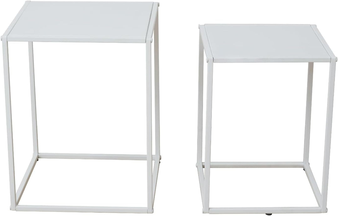 SVITA THEMI 2er Set Couchtisch Beistelltisch Nachttisch Wohnzimmertisch Weiss, Weiss