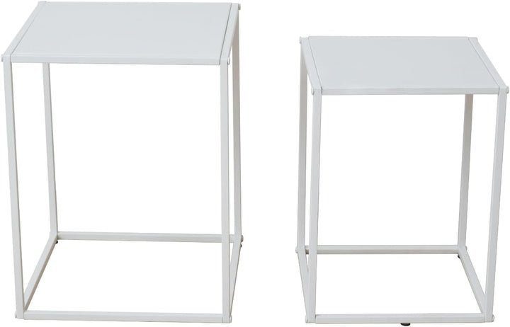 SVITA THEMI 2er Set Couchtisch Beistelltisch Nachttisch Wohnzimmertisch Weiss, Weiss