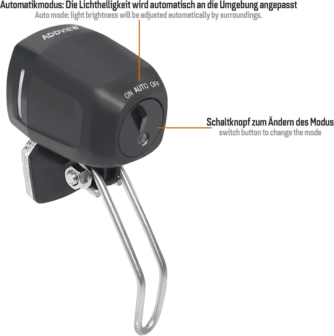 Fahrradlicht Dynamo Frontscheinwerfer 60 Lux Hammer M60 – LED Fahrradlampe mit Helligkeitssensor, St