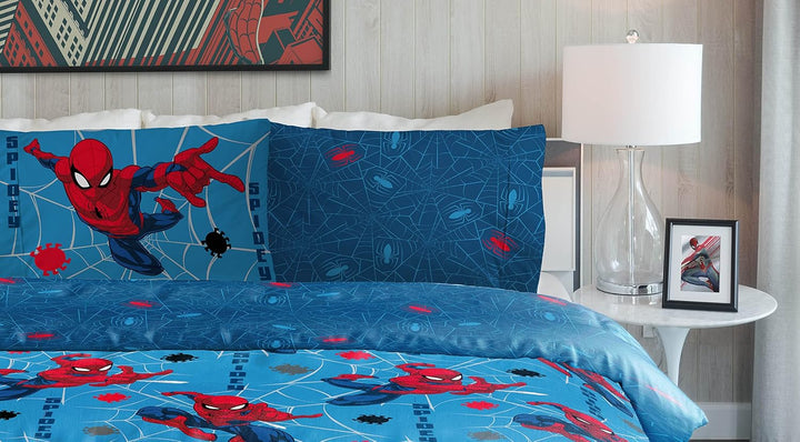 Jay Franco Marvel Spiderman Spidey Faces 100% Baumwolle Kinderbettwäsche-Set 135x200 cm Einzelbettgr