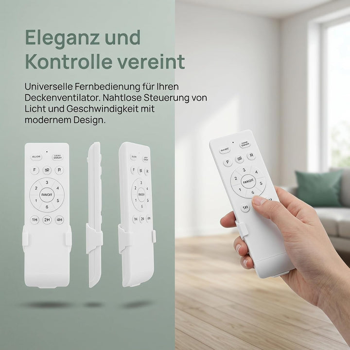 POPETPOP Deckenventilator Fernbedienung Universal, 433 MHz Fernbedienung für Deckenventilator mit Li