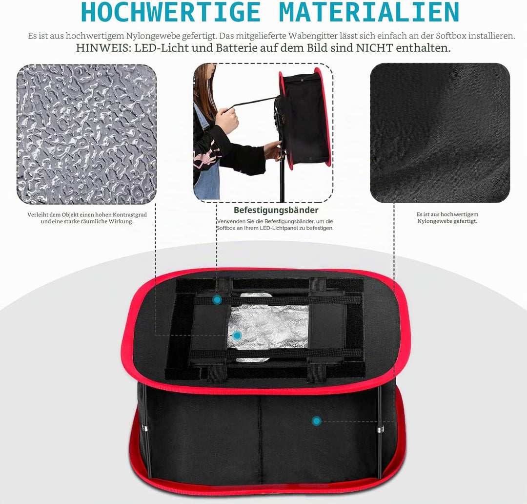 Neewer Softbox Softbox, faltbar, mit Gurt, Gitter und Tragetasche, kompatibel mit Neewer 480/660/530