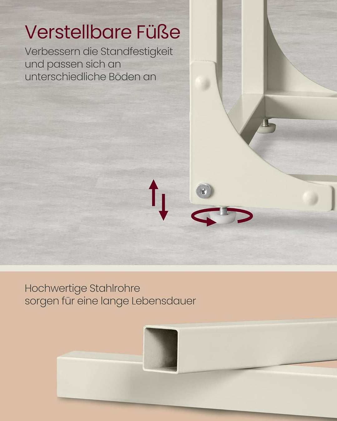 VASAGLE Beistelltisch, Sofatisch, C Form, Couchtisch, mit Metallgestell, modern, für Wohnzimmer, Sch